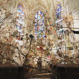 Decorated chapel with contemporary art in an old chapel
