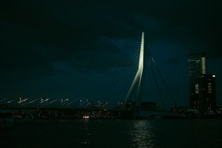 Erasmusbrug bridge in Rotterdam by night